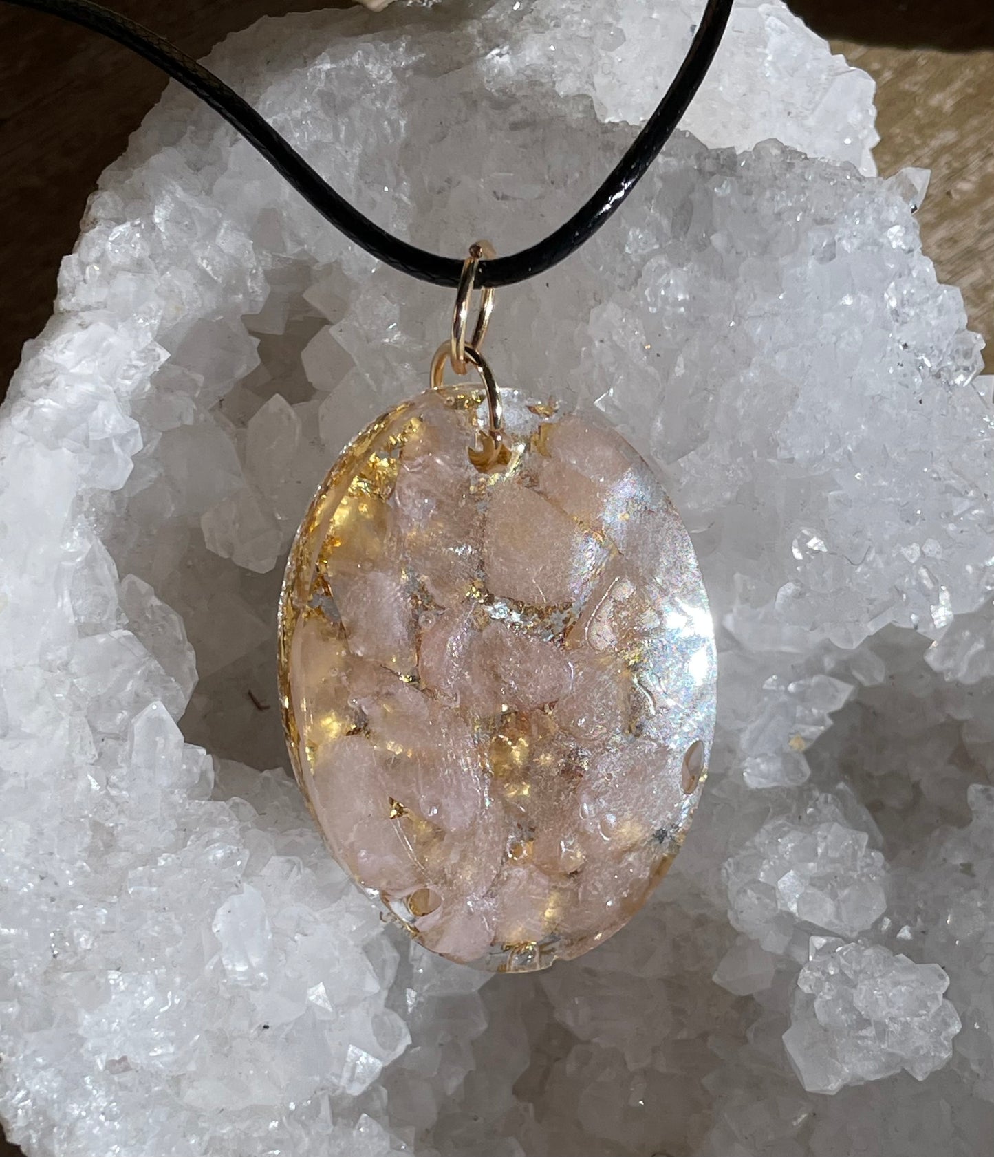 Collier Quartz Rose Or