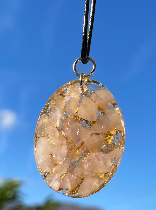 Collier Quartz Rose Or