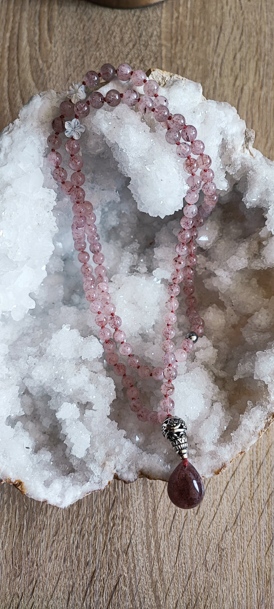 Mala Quartz Fraise