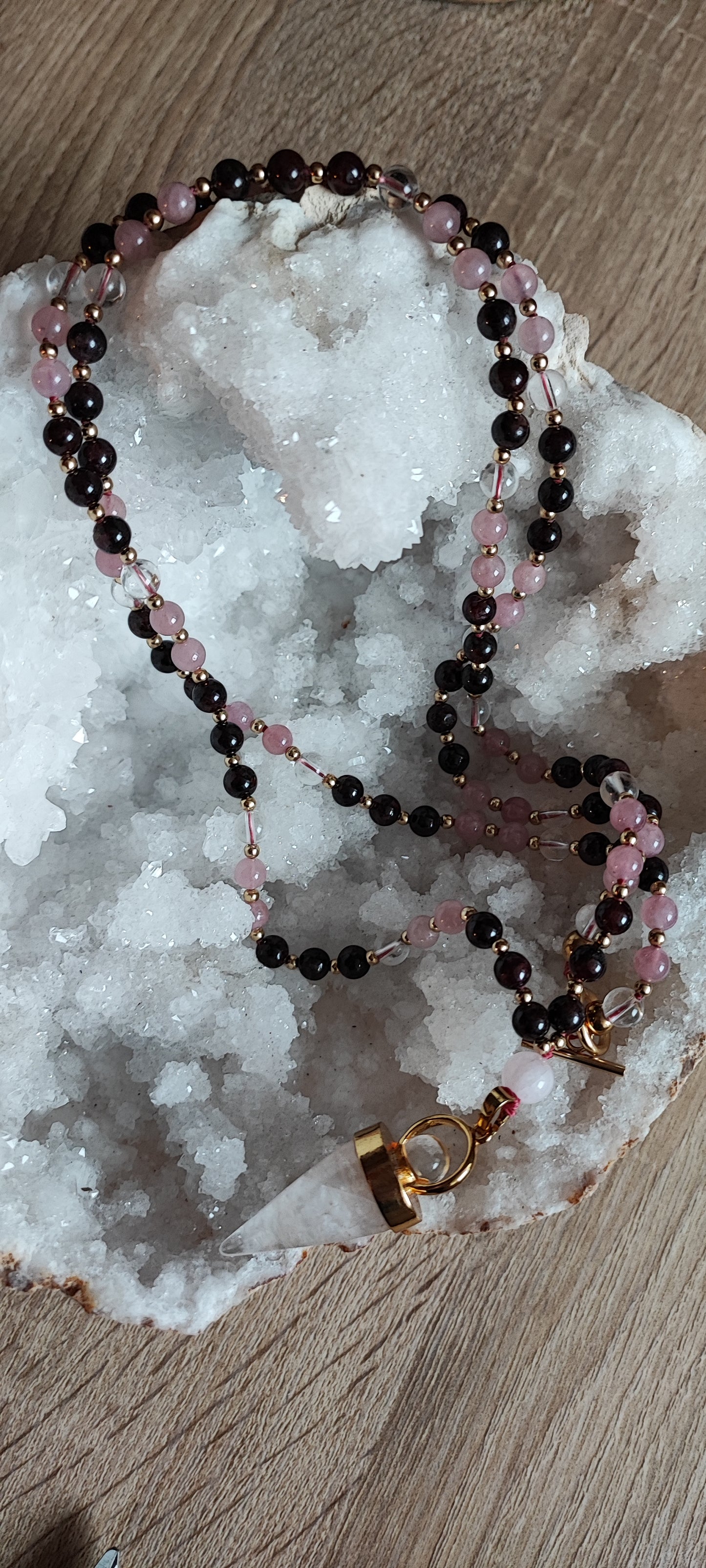 Mala Quartz rose et Grenat