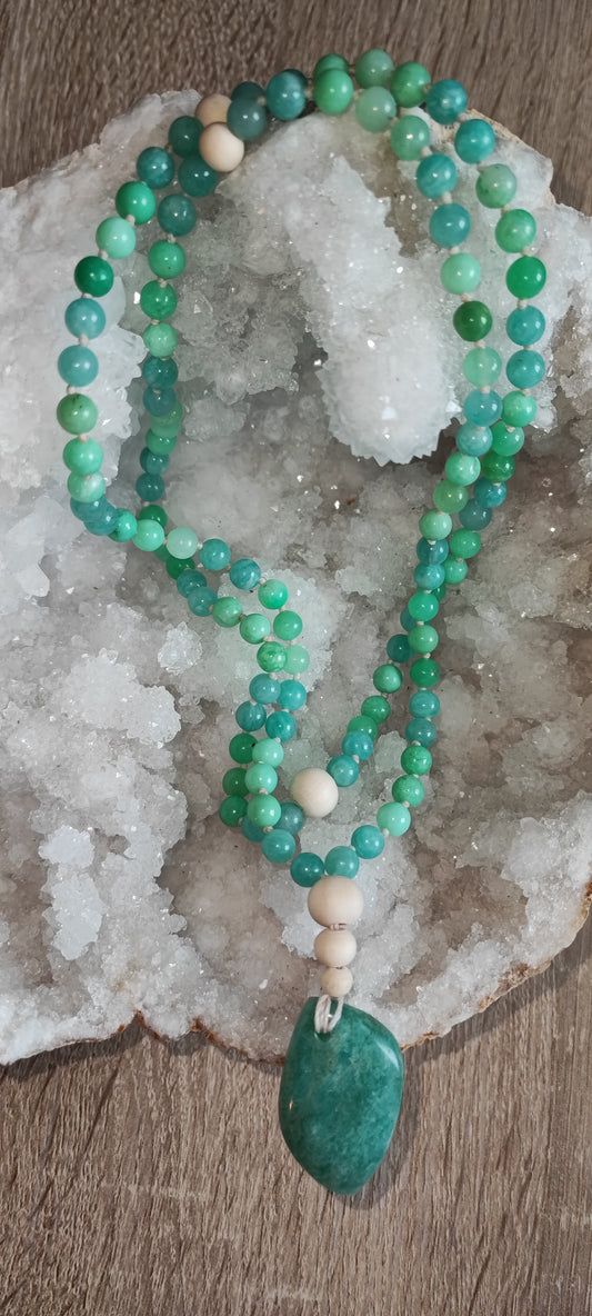 Mala Amazonite et Chrysoprase