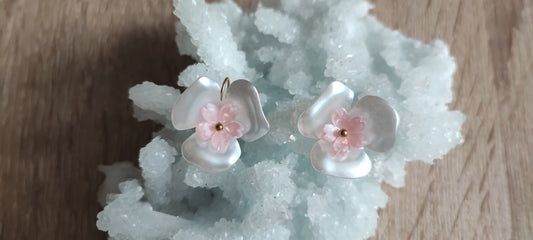 Boucles d'oreilles fleurs acryliques