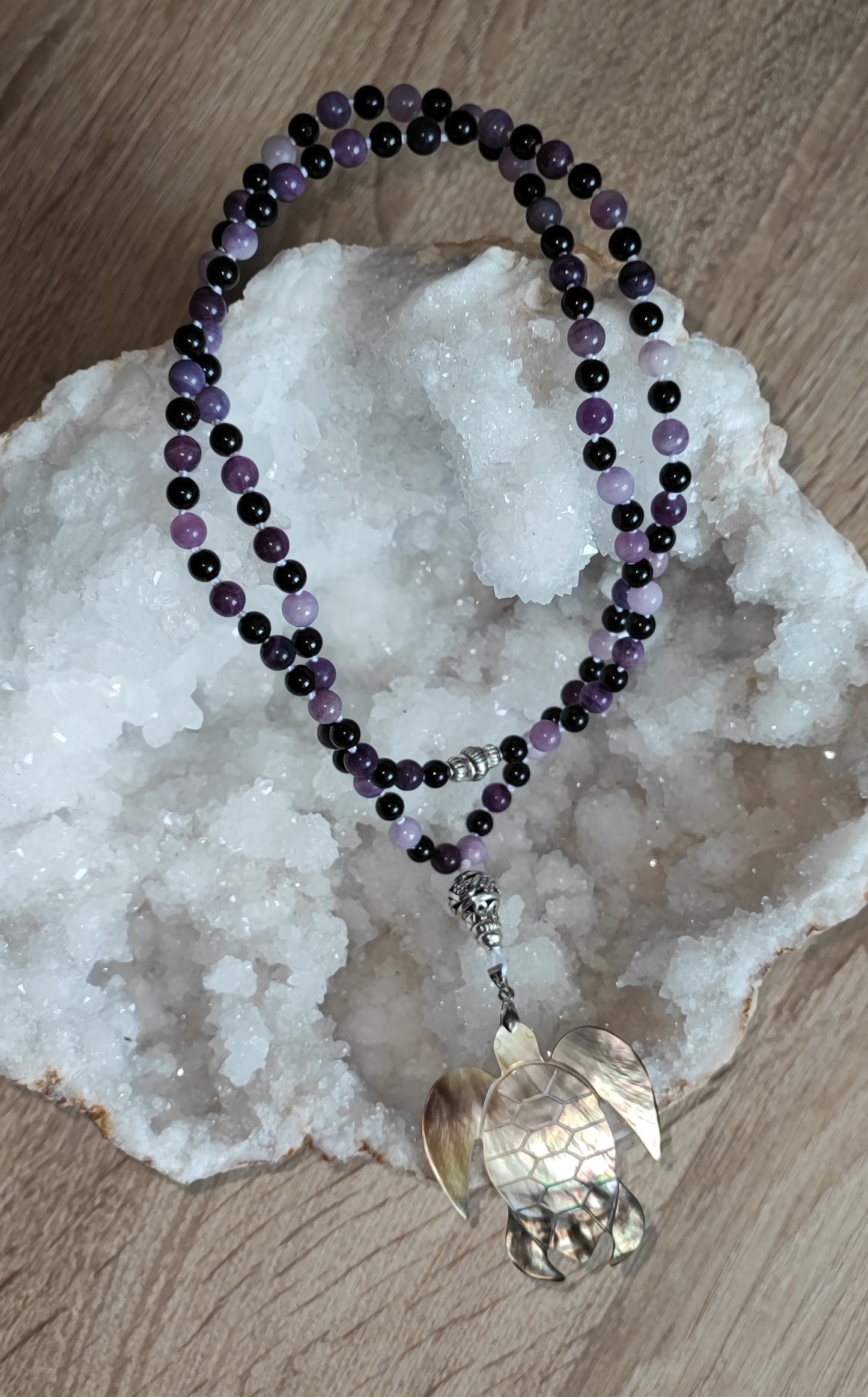 Mala Shugilite Tourmaline noire